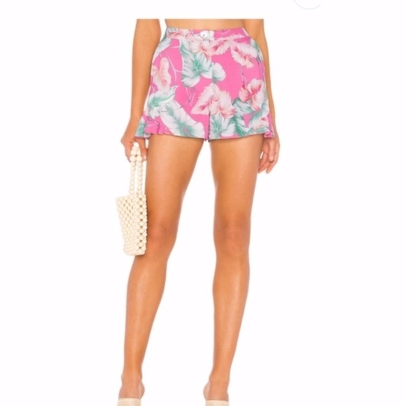 Revolve Privacy Please  Pink Floral High Waisted Short Small - Picture 1 of 6